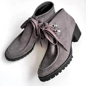 Von Dutch Sidestand Gray Suede Chukka Lace Up Ankle Boots With Heel Size 9